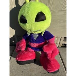Nanco Martian Alien Plush 1997 Neon Green Purple Pink Stuffed Animal 20"